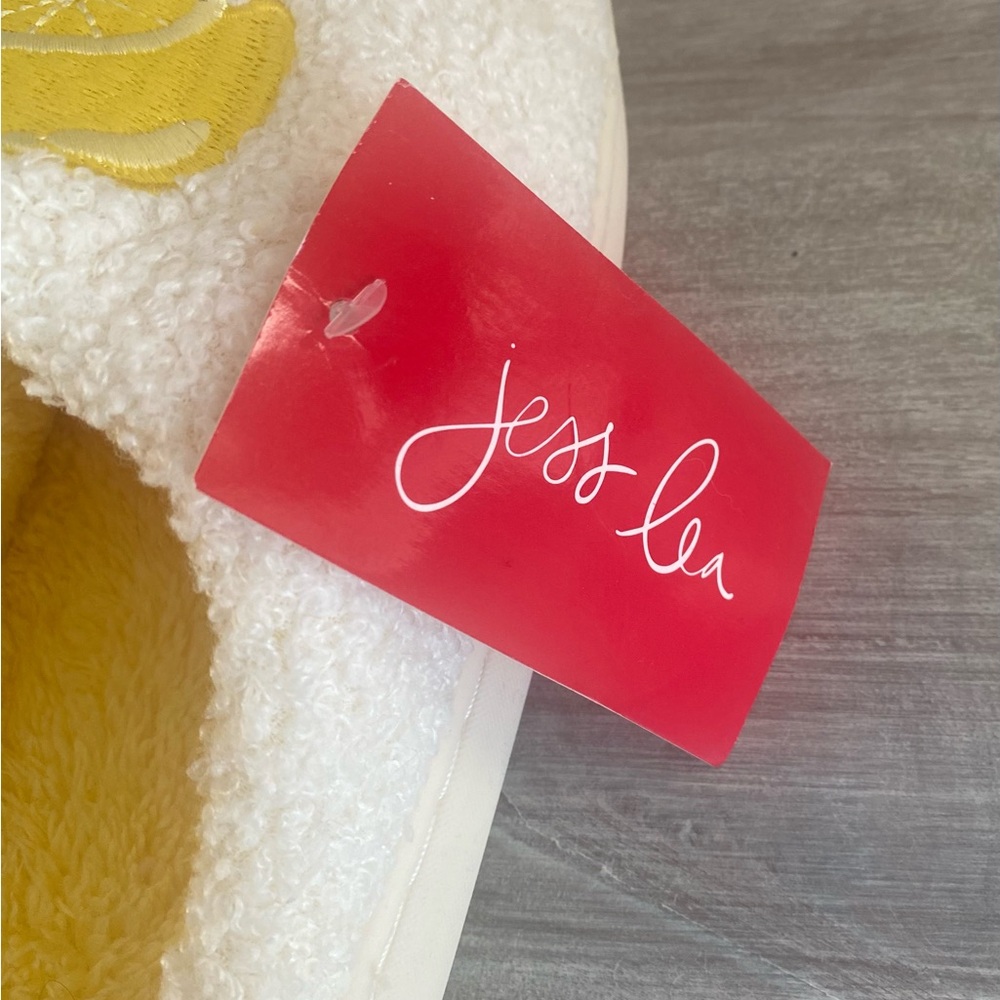 Jess Lea Lemon Drop Open Toe Faux Sherpa Summer Fruit Nonskid Slippers S, L - Picture 3 of 6